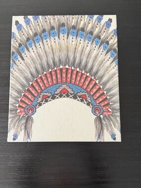 Valentino Feather Headdress Print - Blue, Red & Gray